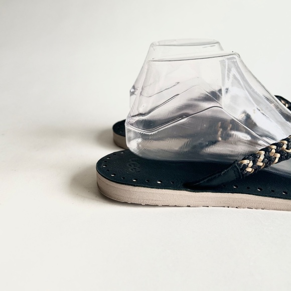 UGG Black Gold Textile Leather Rubber Outsole Flip Flops size 10 - Picture 13 of 14